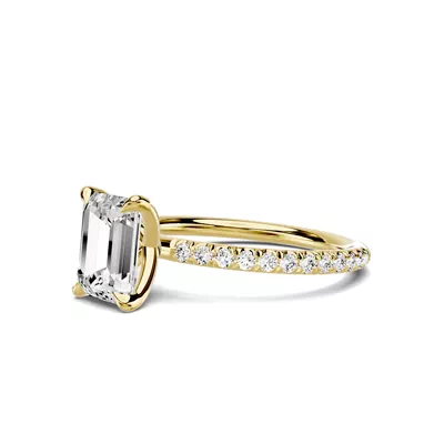 Avalon Classic Pavé 1.50 ct. Emerald-Cut Lab Engagement Ring