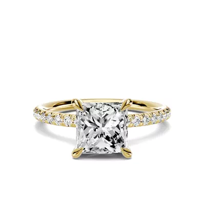 Avalon Classic Pavé 1.50 ct. Princess-Cut Lab Engagement Ring