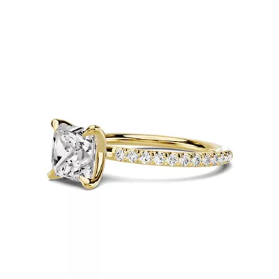Avalon Classic Pavé 1.50 ct. Princess-Cut Lab Engagement Ring
