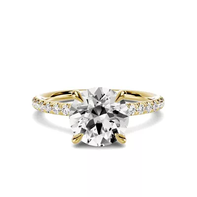 Avalon Classic Pavé 1.50 ct. Round Lab Engagement Ring - 14K Yellow Gold