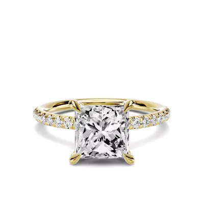 Avalon Classic Pavé 2.50 ct. Princess-Cut Lab Engagement Ring