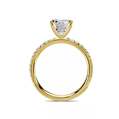 Avalon Classic Pavé 3.00 ct. Emerald-Cut Lab Engagement Ring