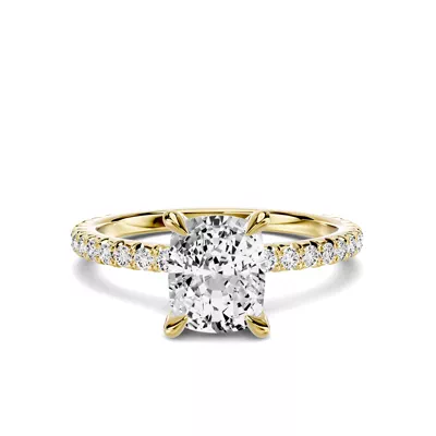 Lumina French Pavé 1.00 ct. Elongated Cushion Lab Engagement Ring