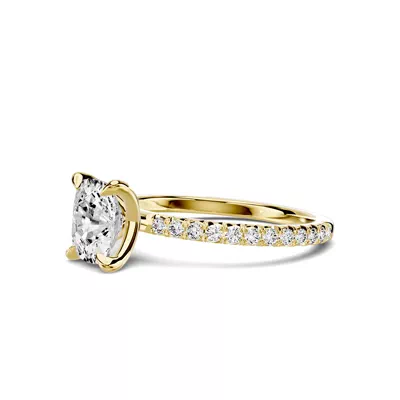 Lumina French Pavé 1.00 ct. Elongated Cushion Lab Engagement Ring