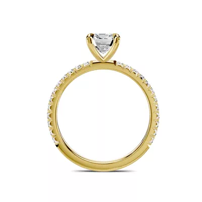 Lumina French Pavé 1.00 ct. Emerald-Cut Lab Engagement Ring