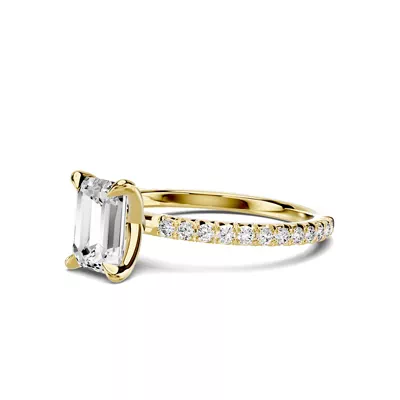 Lumina French Pavé 1.00 ct. Emerald-Cut Lab Engagement Ring