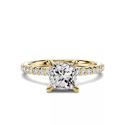 Lumina French Pavé 1.00 ct. Princess-Cut Lab Engagement Ring