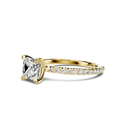 Lumina French Pavé 1.00 ct. Princess-Cut Lab Engagement Ring