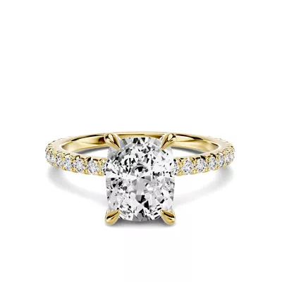 Lumina French Pavé 1.50 ct. Elongated Cushion Lab Engagement Ring