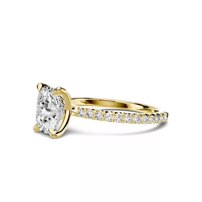 Lumina French Pavé 1.50 ct. Elongated Cushion Lab Engagement Ring