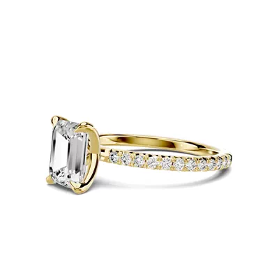 Lumina French Pavé 1.50 ct. Emerald-Cut Lab Engagement Ring
