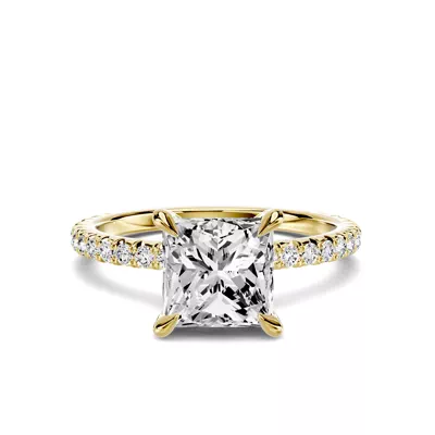 Lumina French Pavé 1.50 ct. Princess-Cut Lab Engagement Ring