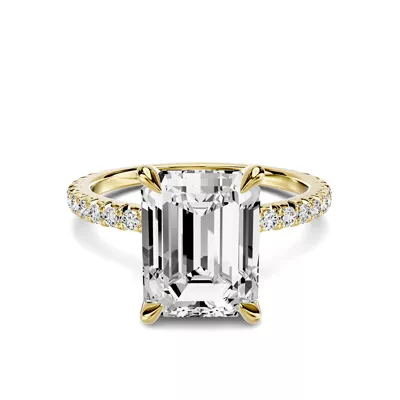 Lumina French Pavé 2.50 ct. Emerald-Cut Lab Engagement Ring