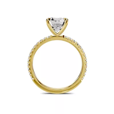 Lumina French Pavé 2.50 ct. Emerald-Cut Lab Engagement Ring