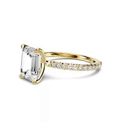 Lumina French Pavé 2.50 ct. Emerald-Cut Lab Engagement Ring