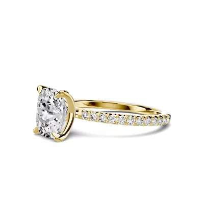 Lumina French Pavé 3.00 ct. Elongated Cushion Lab Engagement Ring