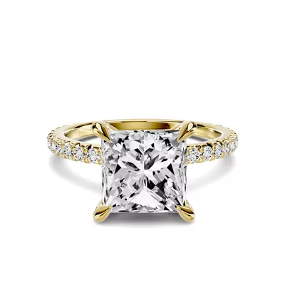 Lumina French Pavé 3.00 ct. Princess-Cut Lab Engagement Ring