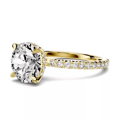 Lumina French Pavé Hidden Halo 3.00 ct. Round Engagement Ring
