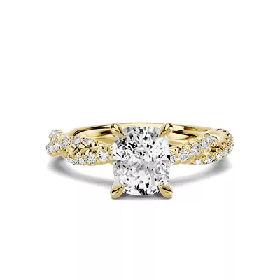 Riona Double Pavé Twist 1.00 ct. Elongated Cushion Lab Engagement Ring