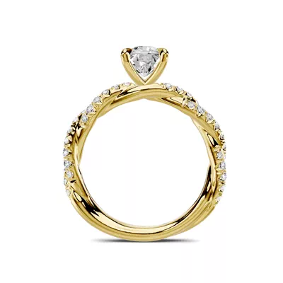 Riona Double Pavé Twist 1.00 ct. Elongated Cushion Lab Engagement Ring
