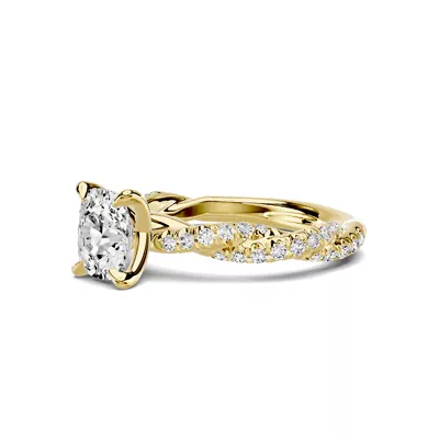 Riona Double Pavé Twist 1.00 ct. Elongated Cushion Lab Engagement Ring
