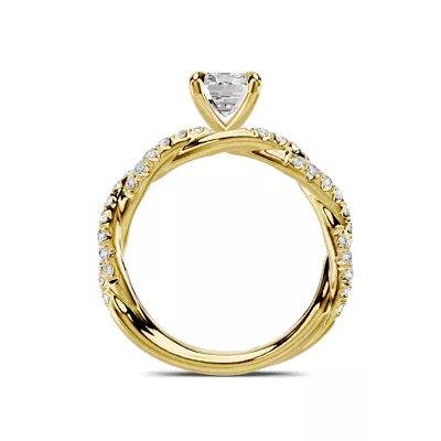 Riona Double Pavé Twist 1.00 ct. Emerald-Cut Lab Engagement Ring