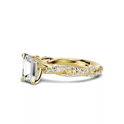 Riona Double Pavé Twist 1.00 ct. Emerald-Cut Lab Engagement Ring
