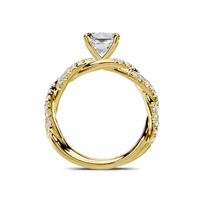 Riona Double Pavé Twist 1.00 ct. Princess-Cut Lab Engagement Ring