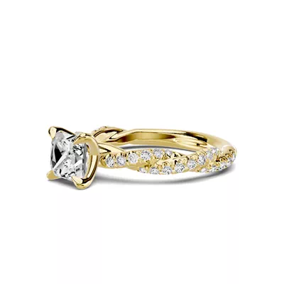 Riona Double Pavé Twist 1.00 ct. Princess-Cut Lab Engagement Ring