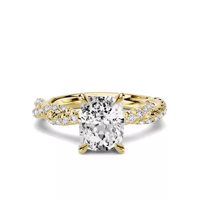 Riona Double Pavé Twist 1.50 ct. Elongated Cushion Lab Engagement Ring