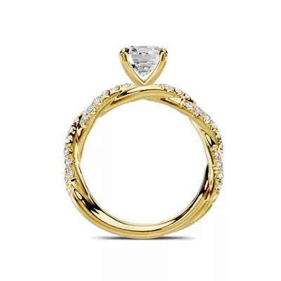 Riona Double Pavé Twist 1.50 ct. Emerald-Cut Lab Engagement Ring