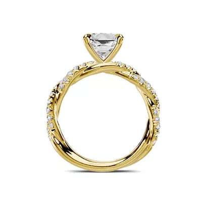 Riona Double Pavé Twist 1.50 ct. Princess-Cut Lab Engagement Ring
