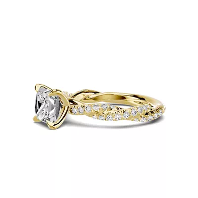 Riona Double Pavé Twist 1.50 ct. Princess-Cut Lab Engagement Ring