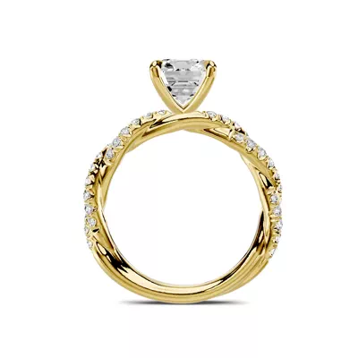 Riona Double Pavé Twist 2.50 ct. Emerald-Cut Lab Engagement Ring