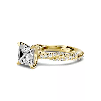 Riona Double Pavé Twist 2.50 ct. Princess-Cut Lab Engagement Ring