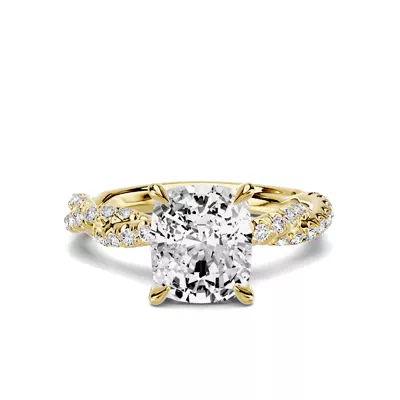 Riona Double Pavé Twist 3.00 ct. Elongated Cushion Lab Engagement Ring