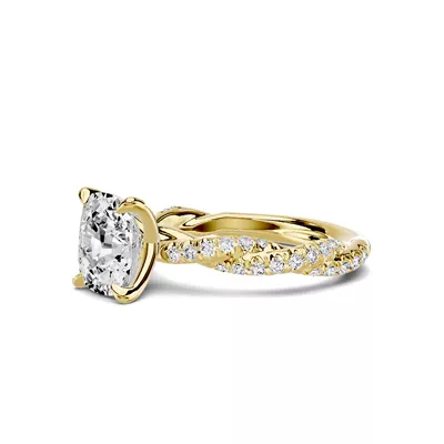 Riona Double Pavé Twist 3.00 ct. Elongated Cushion Lab Engagement Ring