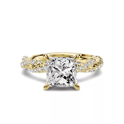Riona Double Pavé Twist 3.00 ct. Princess-Cut Lab Engagement Ring