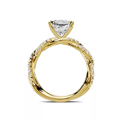 Riona Double Pavé Twist 3.00 ct. Princess-Cut Lab Engagement Ring