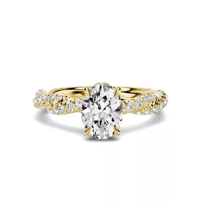 Riona Double Pavé Twist Hidden Halo 1.00 ct. Oval Lab Engagement Ring