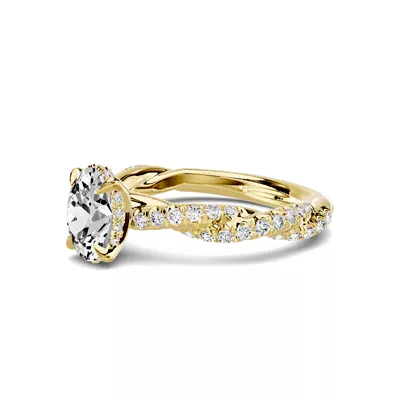 Riona Double Pavé Twist Hidden Halo 1.00 ct. Oval Lab Engagement Ring