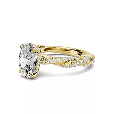 Riona Double Pavé Twist Hidden Halo 2.50 ct. Oval Lab Engagement Ring