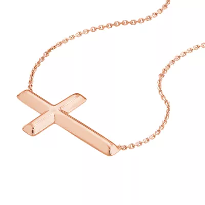 Sideways Gold Cross Necklace