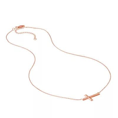 Sideways Gold Cross Necklace