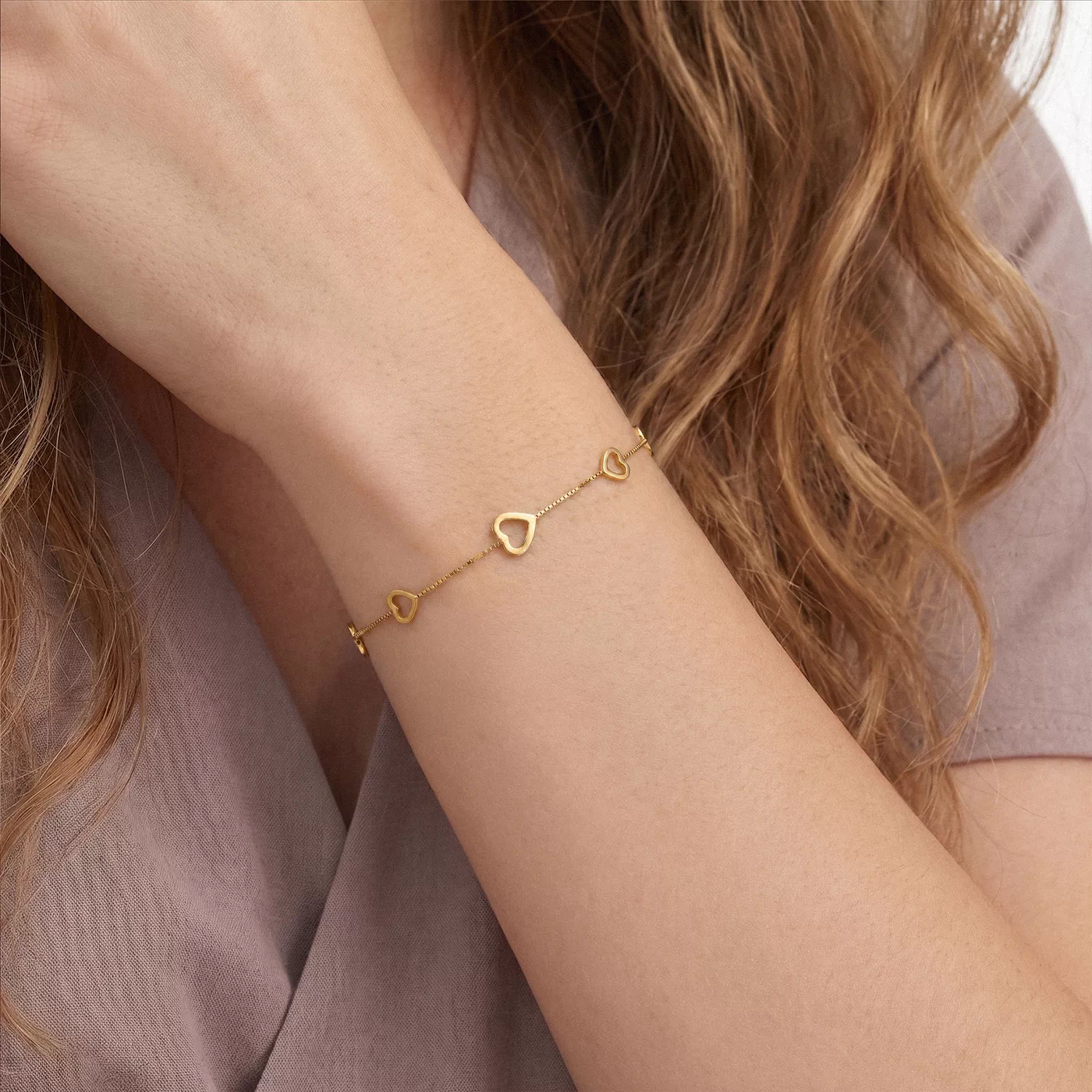 Diamond Station Bracelet 14K Yellow Gold Engagement Ring