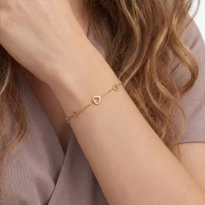 Open Heart Station Gold Bracelet