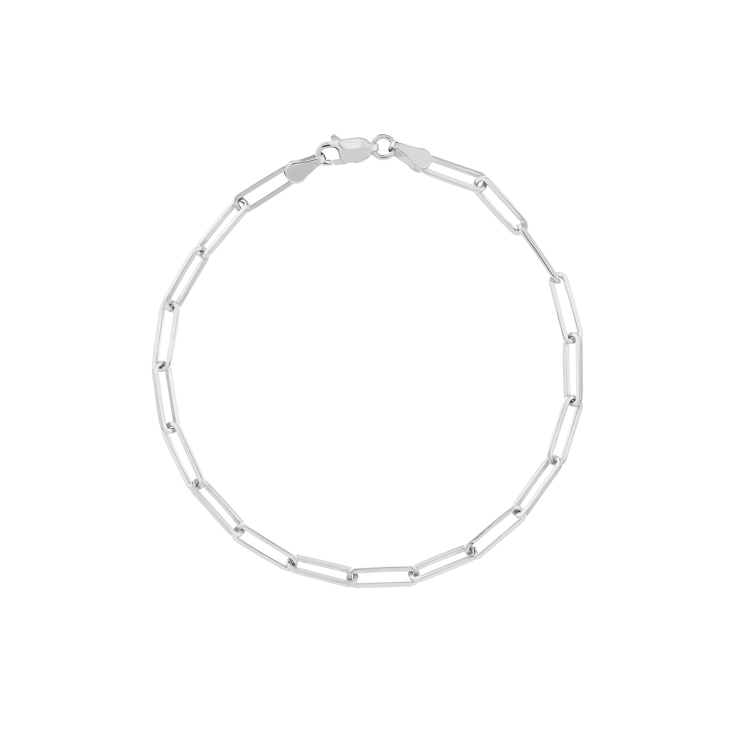 Paper Clip Chain Gold Bracelet (3.8mm, 8 inches)