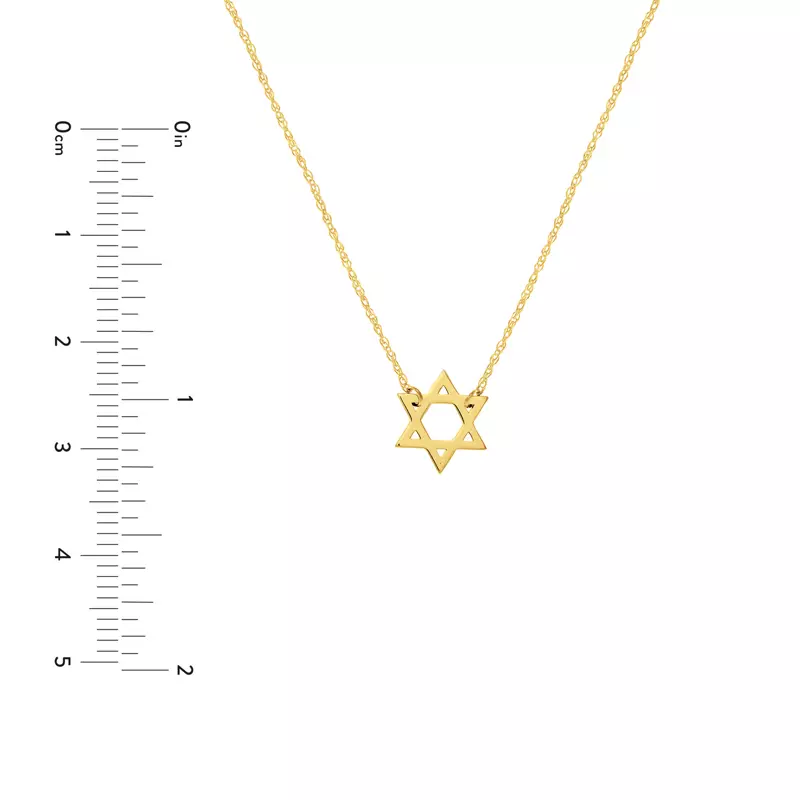 14K Yellow Gold Mini Star of David Gold Necklace