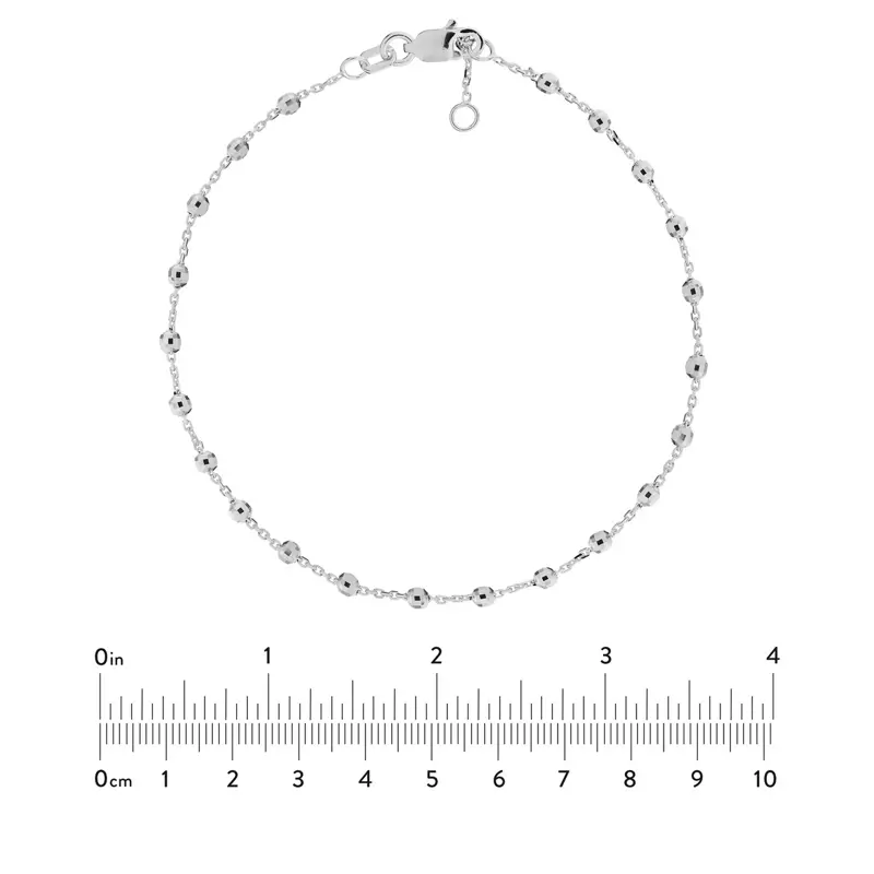 14K White Gold Faceted Bead Station Gold Bracelet