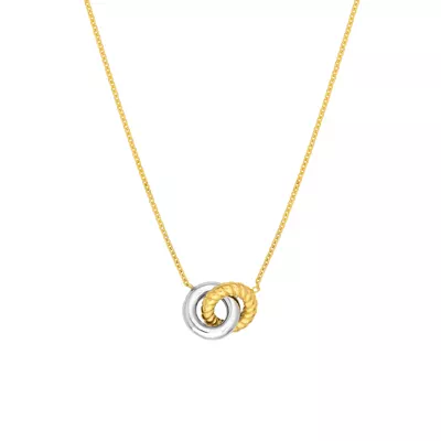 Interlocking Two-Tone Circle Necklace